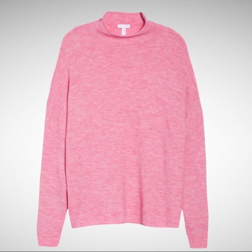 Leith Pink Cozy Mock Neck Sweater Relaxed Fit Size Medium Pink - Picture 4 of 13